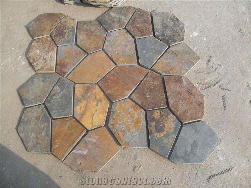 Rusty Slate Flagstone Mesh Paver