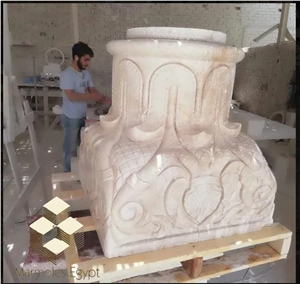 Sunny Light Beige Marble Column, Natural Stone Column
