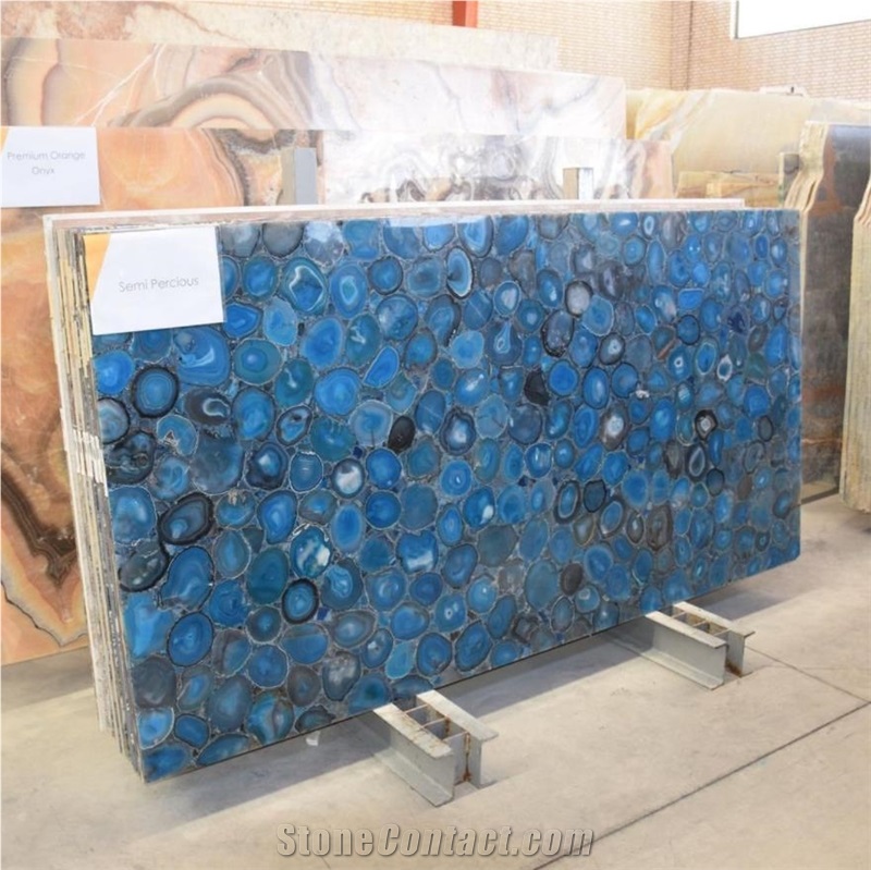 Blue Agate Semiprecious Stone Slabs
