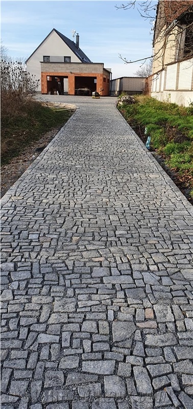 Grey Granite Cobble Stone, Cube Stone, Walkway Paver