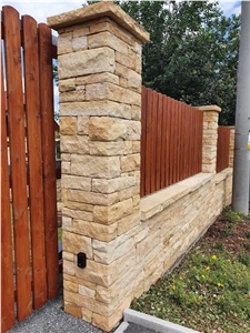 Split Sandstone Garden Fence Wall, Gate Post