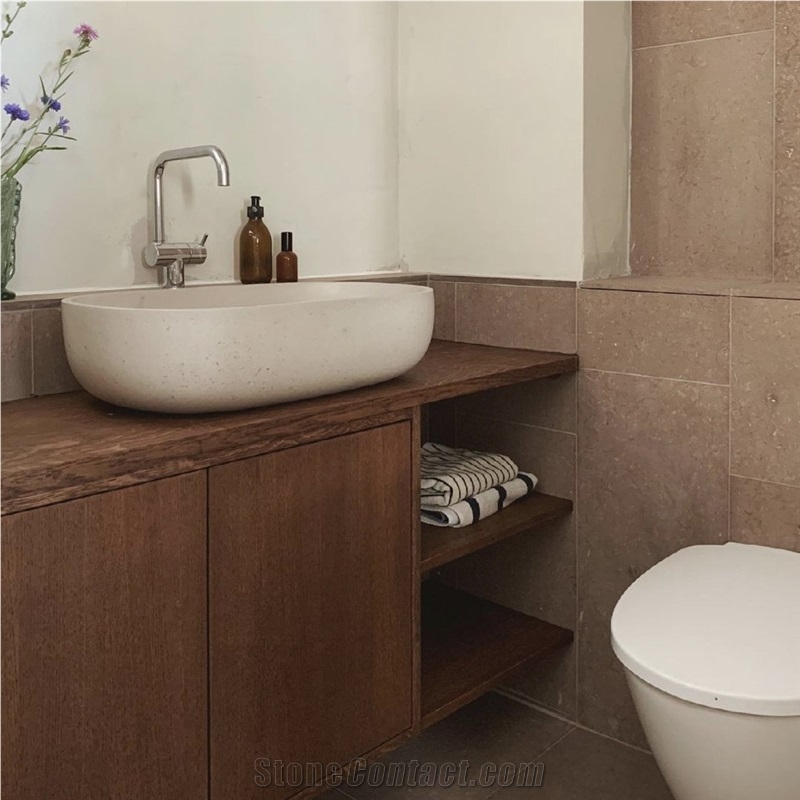 Red Oland Limestone Diamond Milled Wall-Floor Tiles