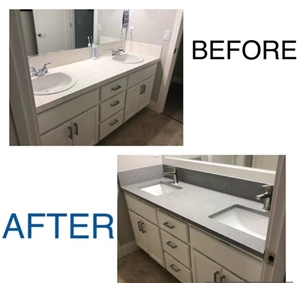 Sparkle Grey Quartz Vanity Top With 5” Backsplash