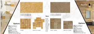 Yellow Gold Travertine Tiles, Travertine Versailles Pattern