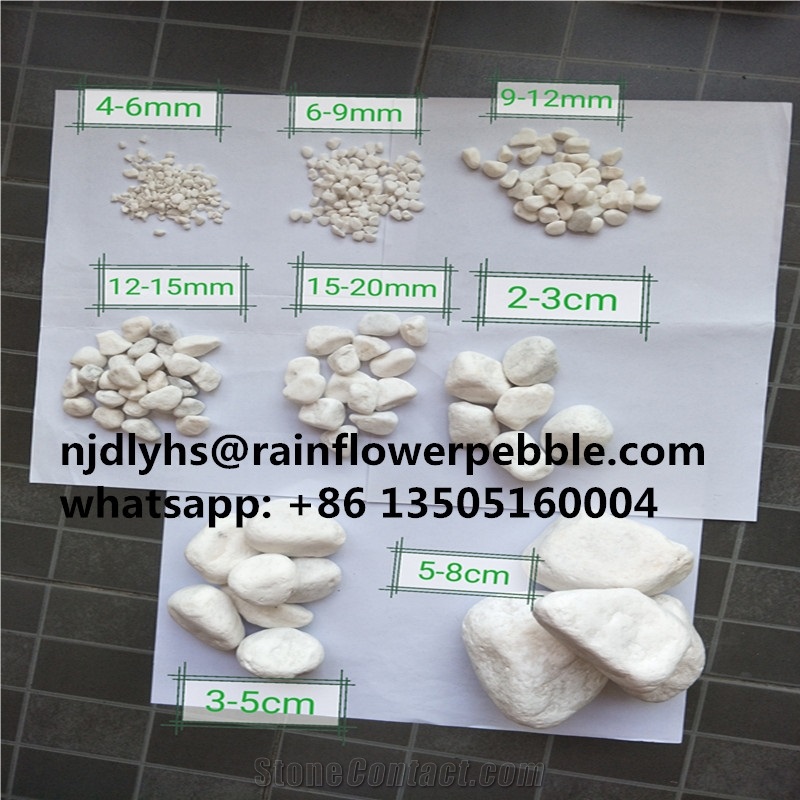 China Nature Snow White Tumbled  Pebble Stone Tile
