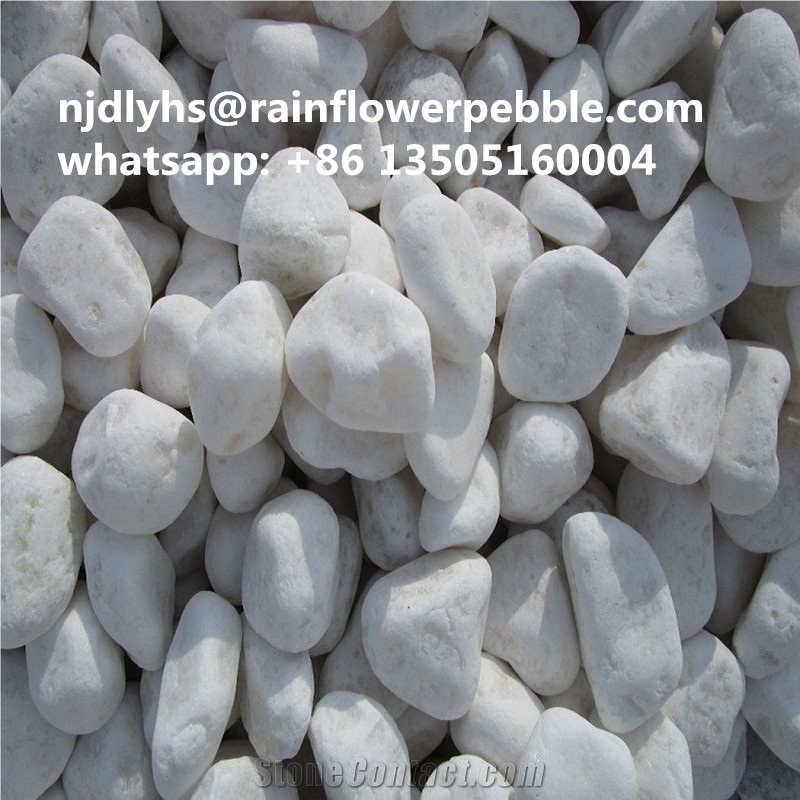 China Nature Snow White Tumbled  Pebble Stone Tile