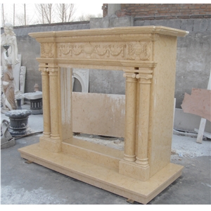Beige Marble Stone Fireplace Surround On Sales 