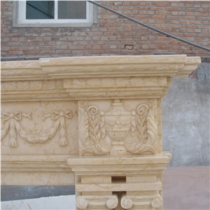 Beige Marble Stone Fireplace Surround On Sales 