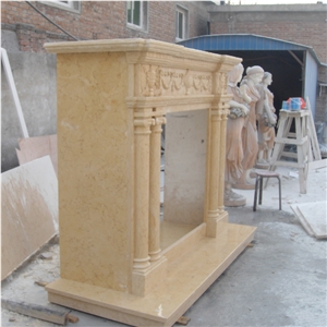 Beige Marble Stone Fireplace Surround On Sales 