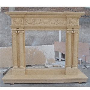 Beige Marble Stone Fireplace Surround On Sales 