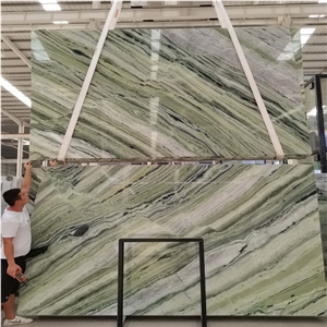 Decoration Clouds Jade Green Marble Slabs In Book Match
