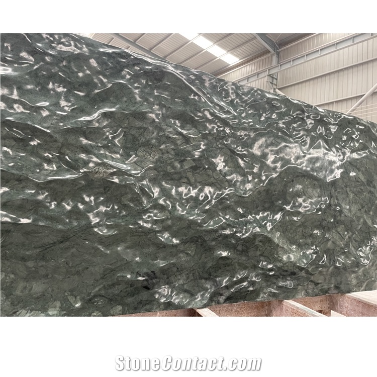 Green Marble Spray Wave CNC Carving Art  Background Wall