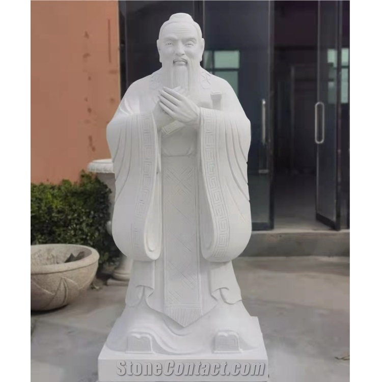 Hot Sale Life Size White Marble Confucius Statue 