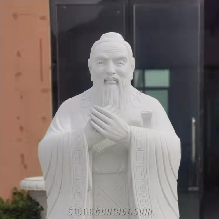 Hot Sale Life Size White Marble Confucius Statue 