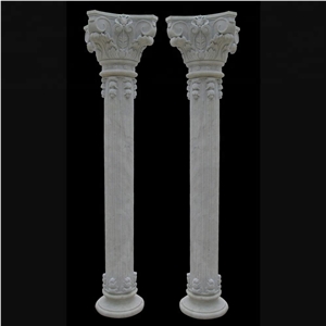 Natural White Marble Stone Hand Carved Stone Column Price 