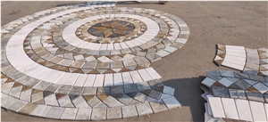 Outdoor Paving Round Multicolor Slate Patterns Tiles Mosaic 