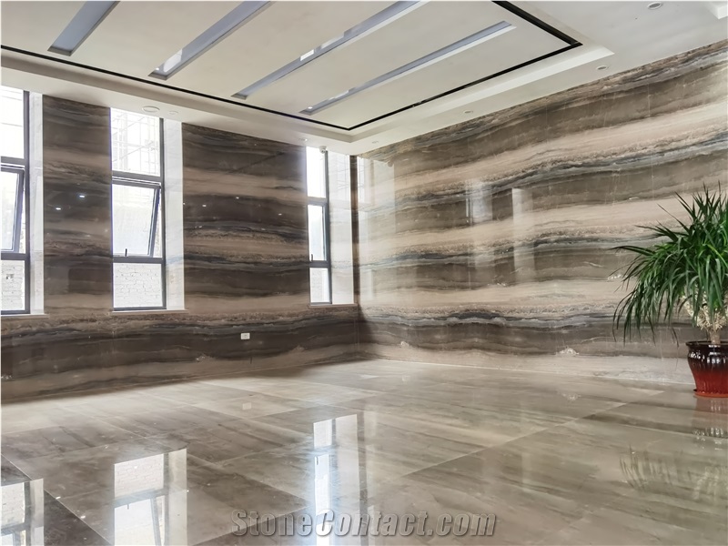 Blue Wooden Marble Slab/ Tile For Walling And Flooring