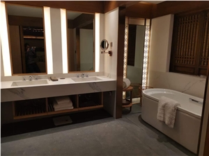 Artificial White Calacatta Marble Sintered Stone Bathtop