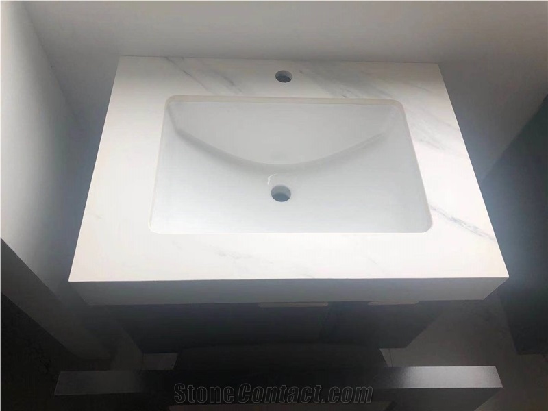 Artificial White Calacatta Marble Sintered Stone Bathtop