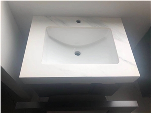 Artificial White Calacatta Marble Sintered Stone Bathtop