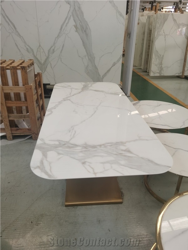  Bianco Calacatta Marble Sintered Stone Meeting Table