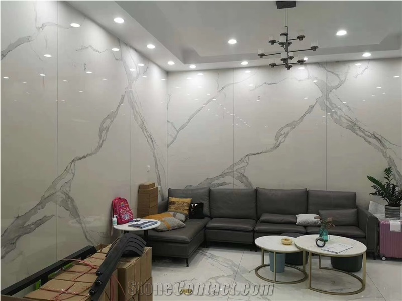Bianco Calacatta Marble Sintered Stone Slab Walling Panel