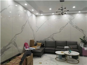 Bianco Calacatta Marble Sintered Stone Slab Walling Panel