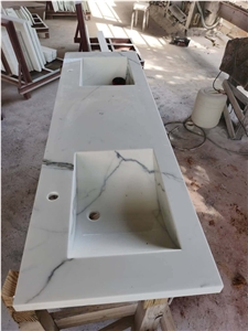 Bianco Calacatta Marble Sintered Stone Slab Walling Panel