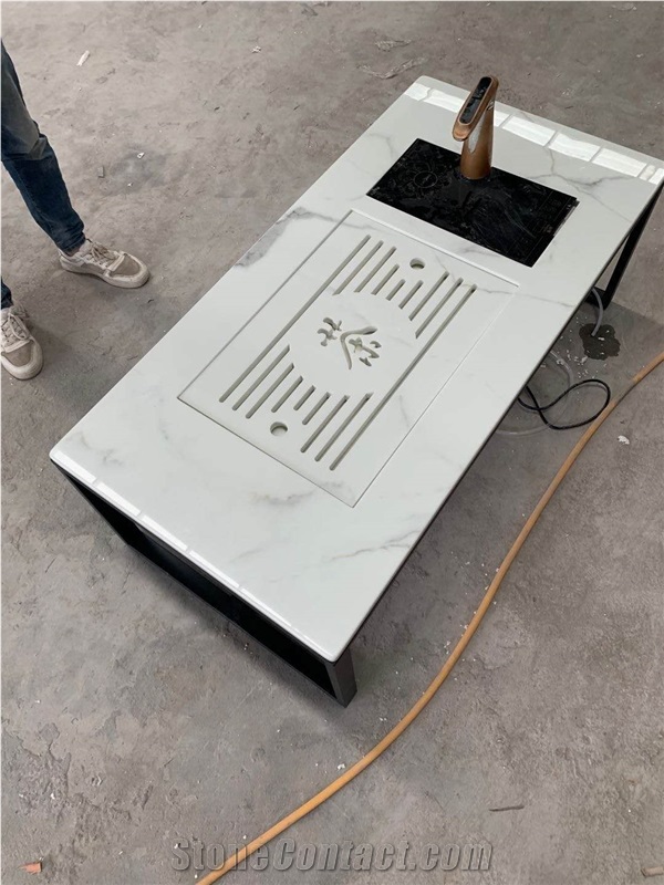 Bianco Calacatta Marble Sintered Stone Slab Walling Panel