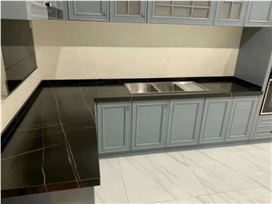 Nero Laurent Engineered Marble Sintered Stone Kitchen Top