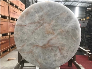 Crystal Quartzite Round Table Top, Cristallo Blue Furniture