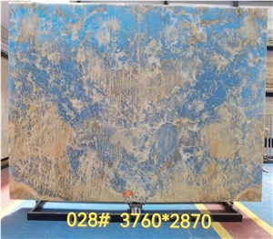 Transparent Blue Brown Onyx Slab Hotel Wall Background