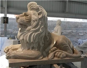 Golden Rust Granite G682  Lion Sculpture