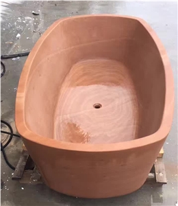 Natural Stone Red Sandstone Bathtub