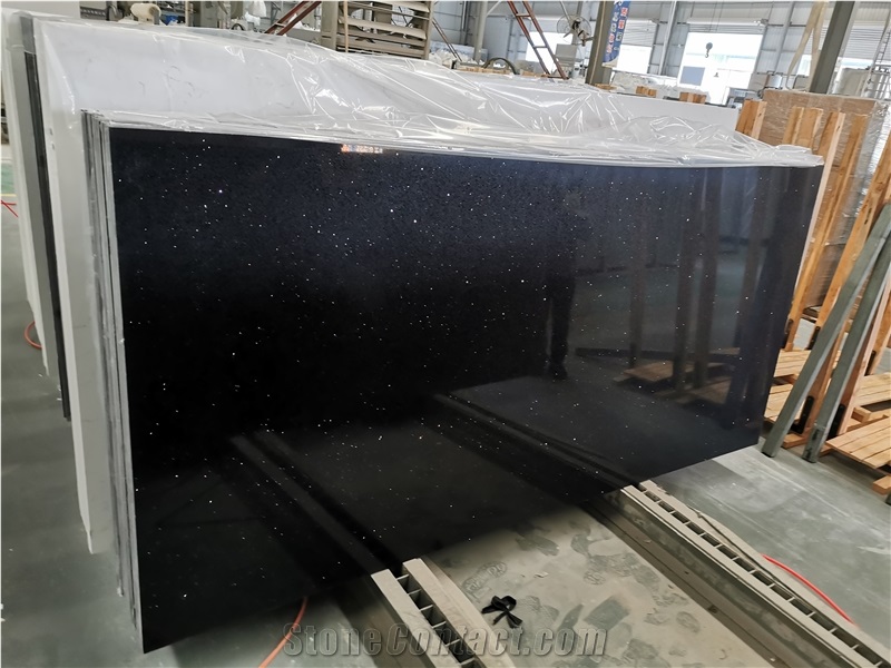 Crystal Black Dots Quartz  Engineeer Stone  Vanity  Kitchen 