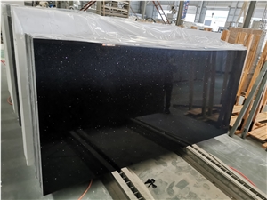 Crystal Black Dots Quartz  Engineeer Stone  Vanity  Kitchen 