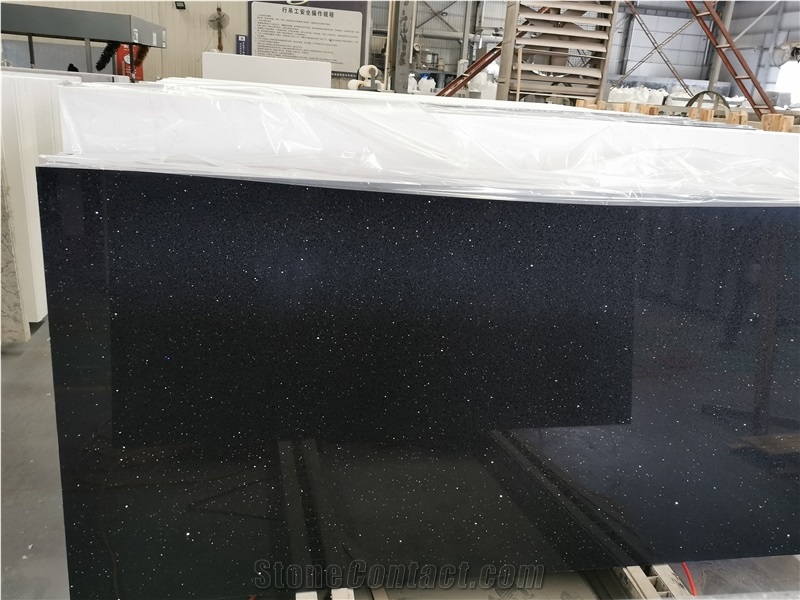 Crystal Black Dots Quartz  Engineeer Stone  Vanity  Kitchen 