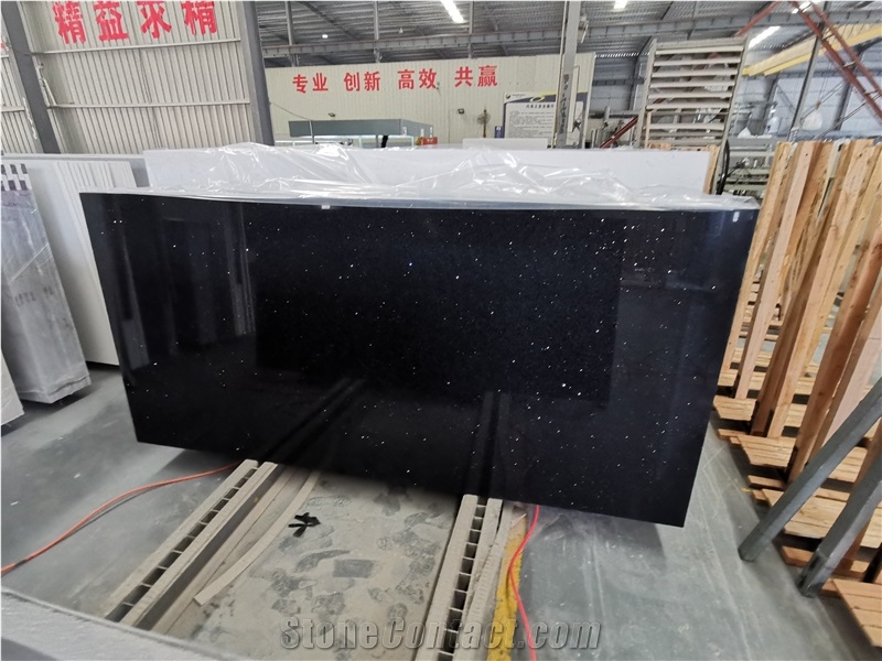 Crystal Black Dots Quartz  Engineeer Stone  Vanity  Kitchen 