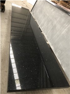 Crystal Black Spots Quartz Stone Kitchen Tops Custom Design 
