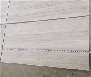 24"X12"X3/8" White Wood Grain Marble Wall Tile