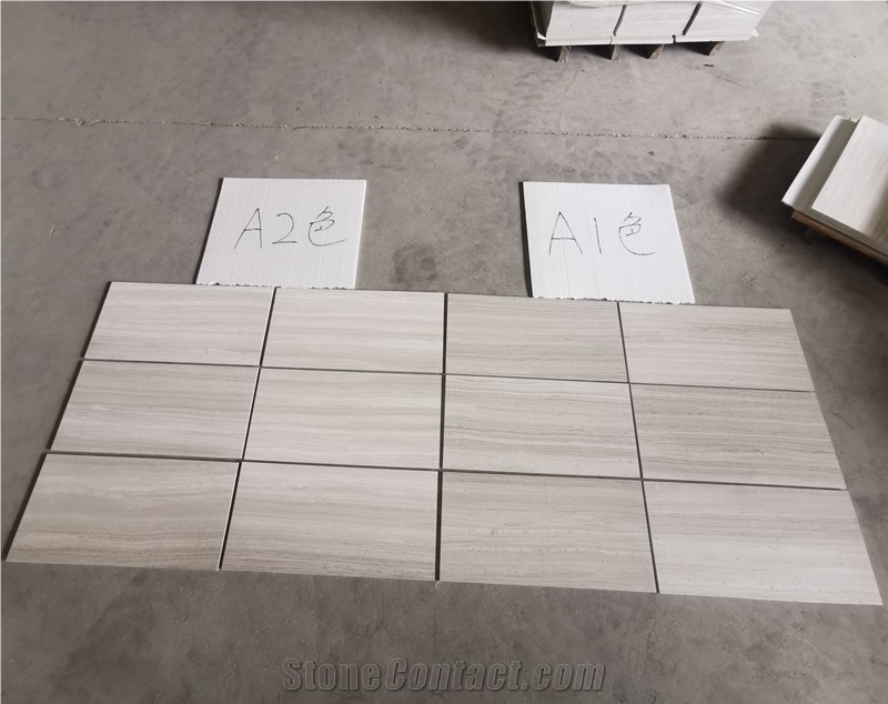 24"X12"X3/8" White Wood Grain Marble Wall Tile
