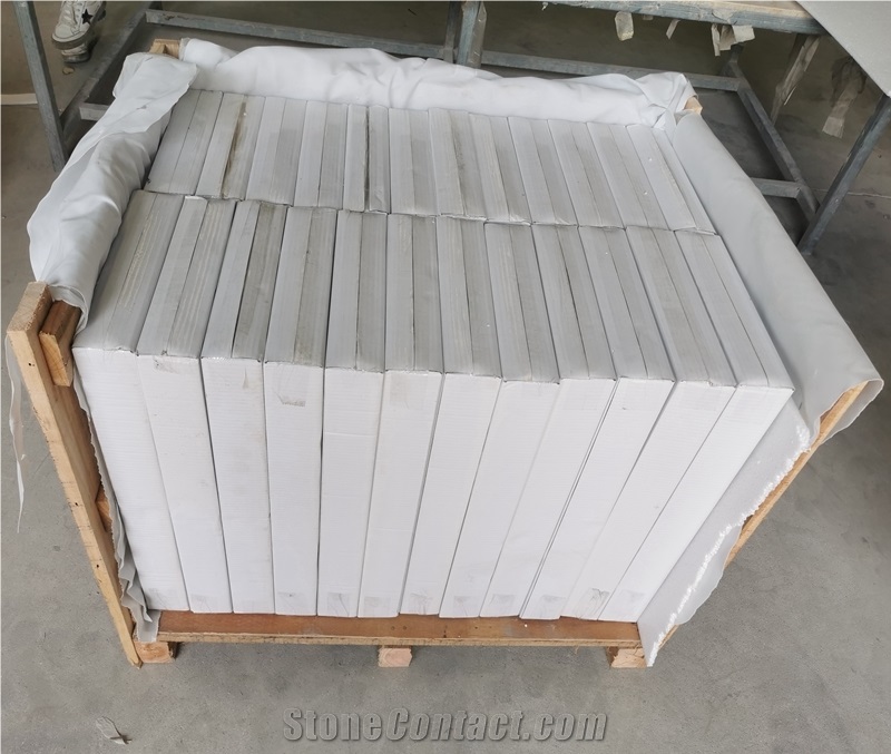 24"X12"X3/8" White Wood Grain Marble Wall Tile