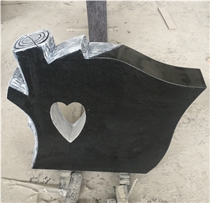 Absolute Shanxi Black Granite Jewish Tree Carving Headstone 