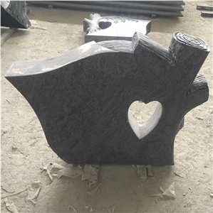 Absolute Shanxi Black Granite Jewish Tree Carving Headstone 