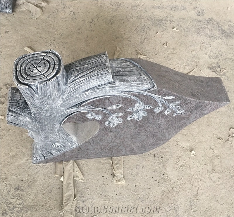 Absolute Shanxi Black Granite Jewish Tree Carving Headstone 