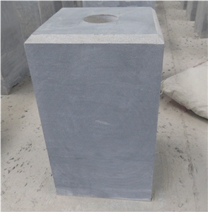 Blue Limestone Parking Stone Ball, Flagpole Base