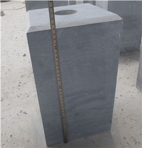 Blue Limestone Parking Stone Ball, Flagpole Base