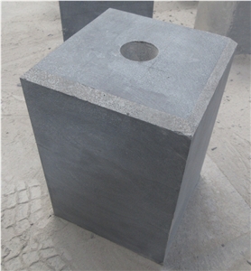 Blue Limestone Parking Stone Ball, Flagpole Base
