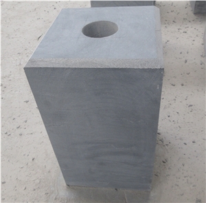 Blue Limestone Road Bollard Plinth, Parking Stone Balls