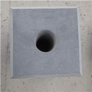 Blue Limestone Road Bollard Plinth, Parking Stone Balls